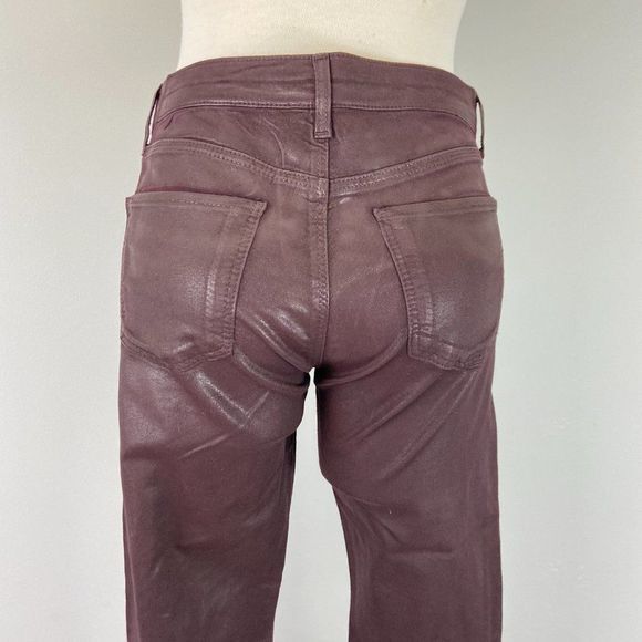 NWOT TOPSHOP MOTO Coated Leigh Plum Wash Pants - Picture 6 of 10